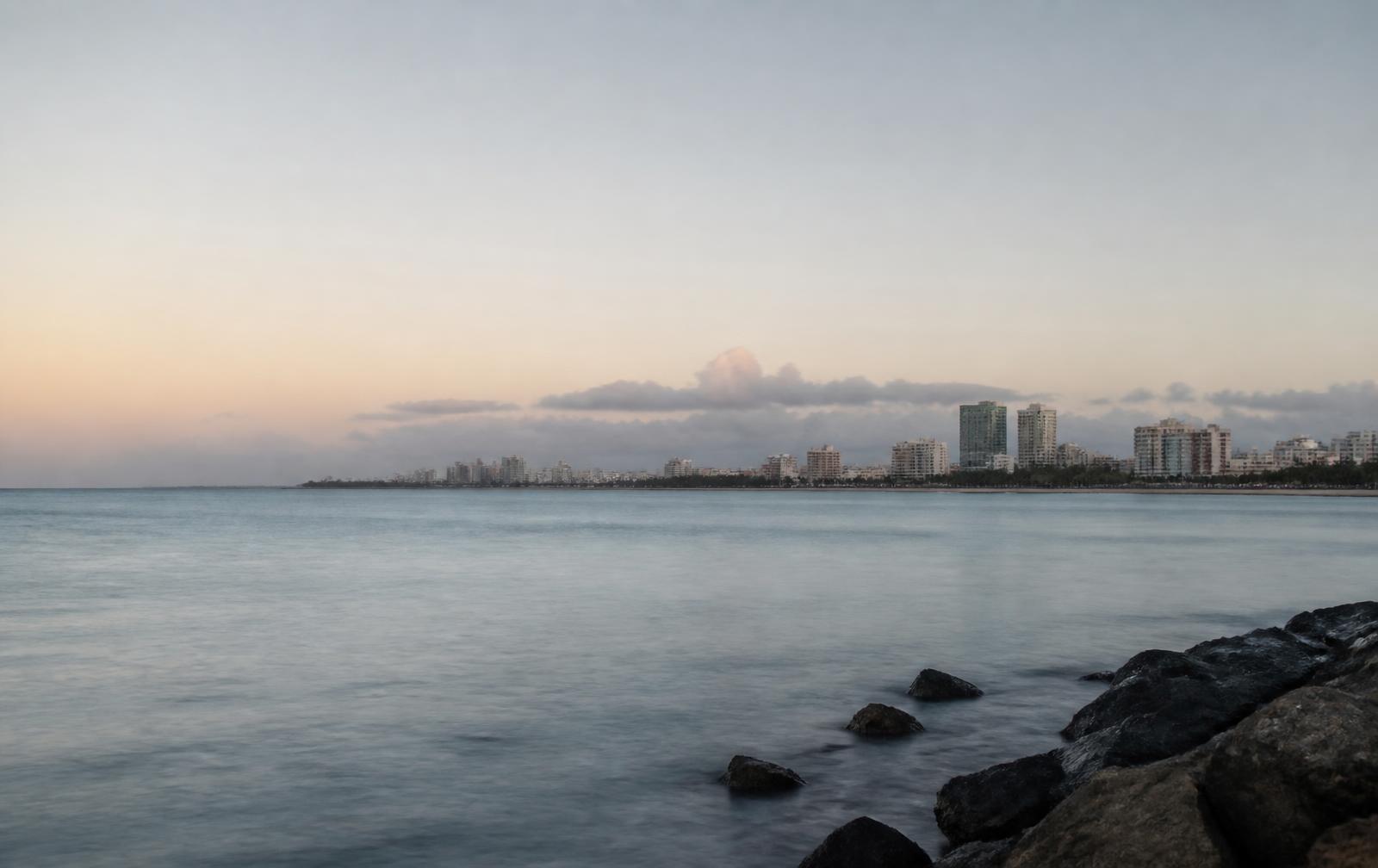 San Juan coastal horizon with the Condado skyline at dawn